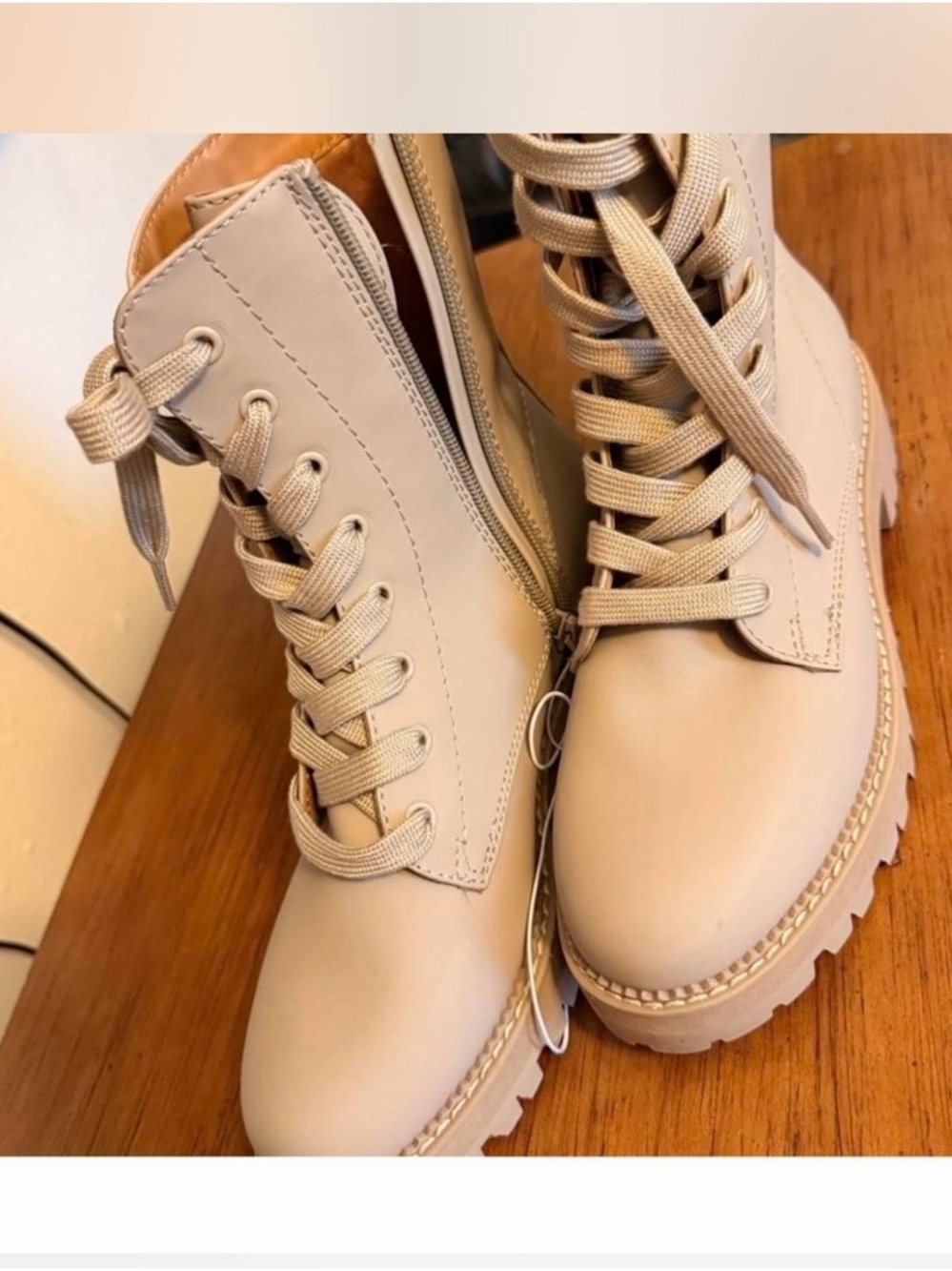 a new day Beige Lace-Up Combat Boots - Picture 3 of 4